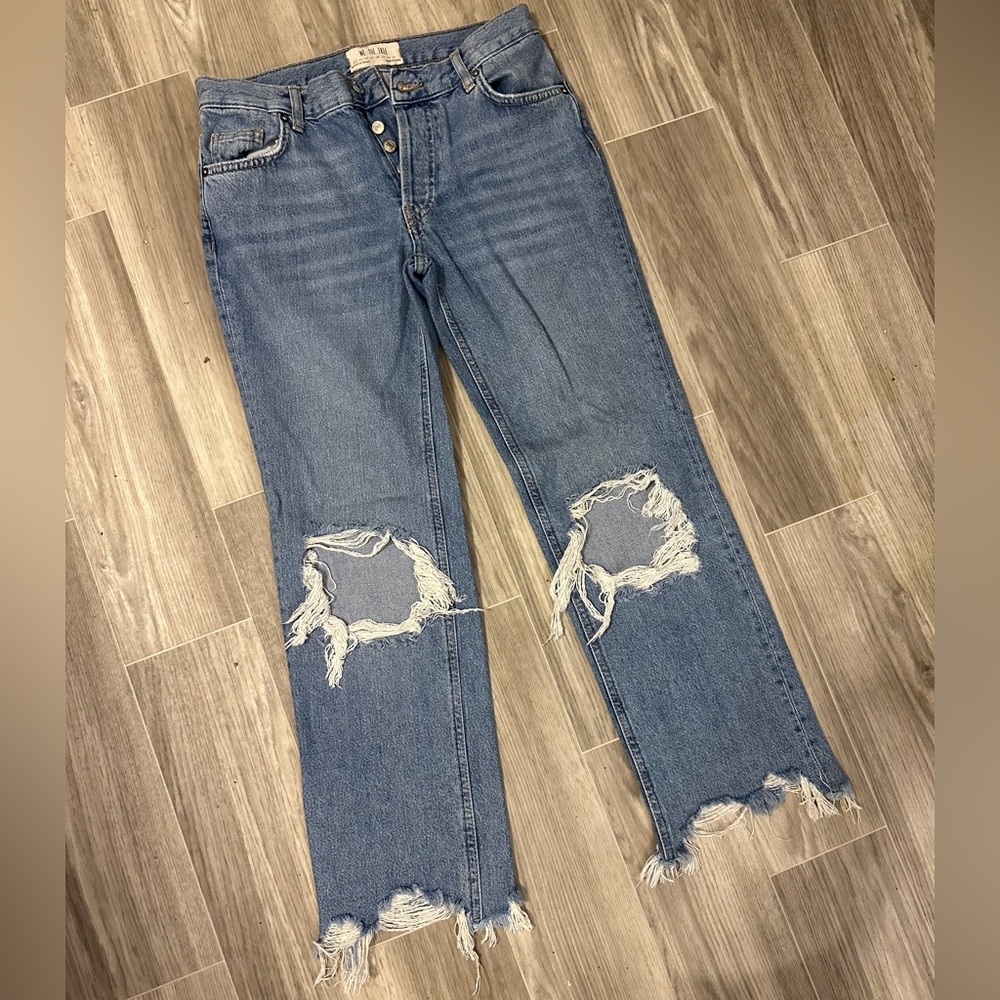 NWOT WE THE FREE “Maggie” Distressed Wide Leg Jeans